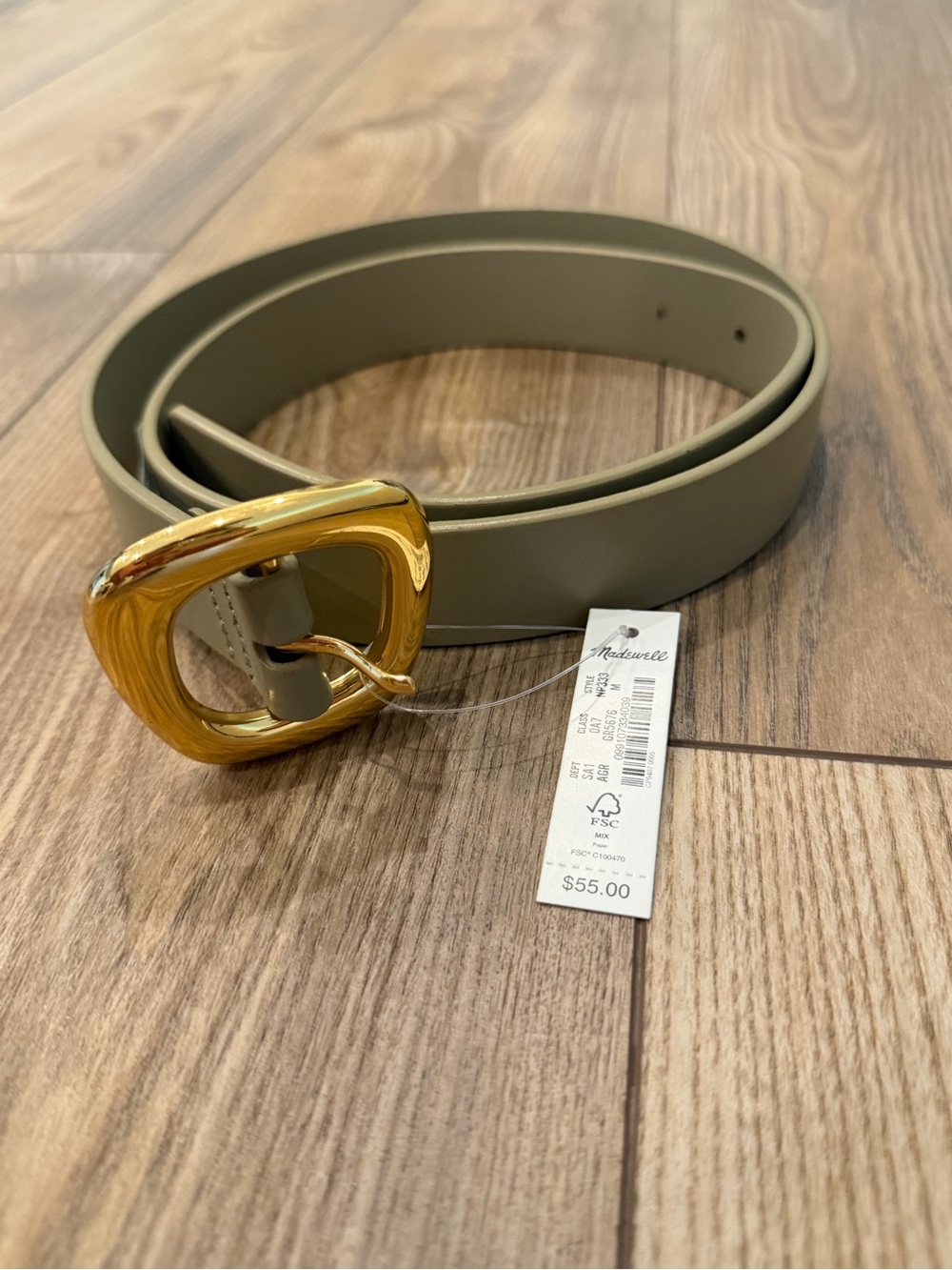 MADEWELL Sage Green & Gold Belt